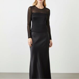 Vintage Black Mesh Satin Long Sleeve Evening Wear Top Bianca Nigard Size P10